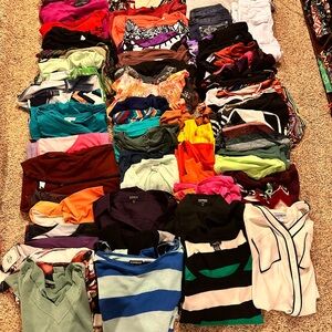 Bright Red Teal Navy Blue Shirts & Tops